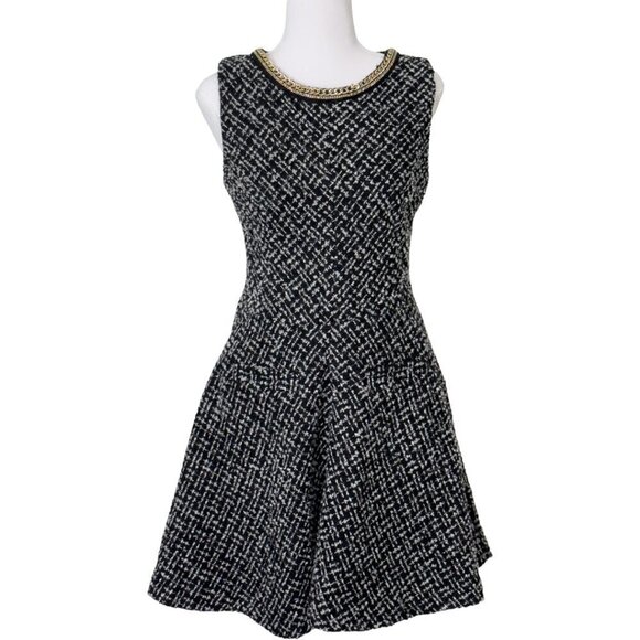 Alex + Alex Black and White Wool Blend Sleeveless Skater A-line Dress (M) - Picture 1 of 14